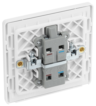 BG PCDCL31W Pearlescent White Evolve 20A 2 Pole LED Switch - White Insert