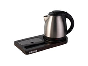 Corby Buckingham Compact Welcome Tray in Dark Wood with 1L Kettle in Polished Steel - UK Plug by Corby of Windsor (Corby-14170)