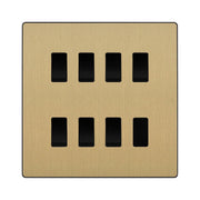 BG Evolve Satin Brass 7 Gang Intermediate Custom Grid Light Switch with Back Box Included by British General (BG-Evolve-SB-7G-CUSTOM-7x INT SWITCH)