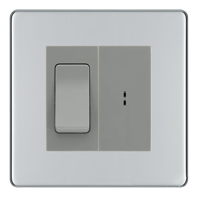 BG Screwless Polished Chrome 2 Way Single Pole Key Switch with 2 Way Single Pole Switch, Key Included - Grey Insert