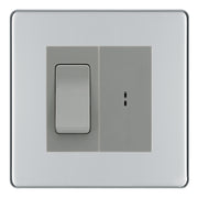 BG Screwless Polished Chrome 2 Way Single Pole Key Switch with 2 Way Single Pole Switch, Key Included - Grey Insert