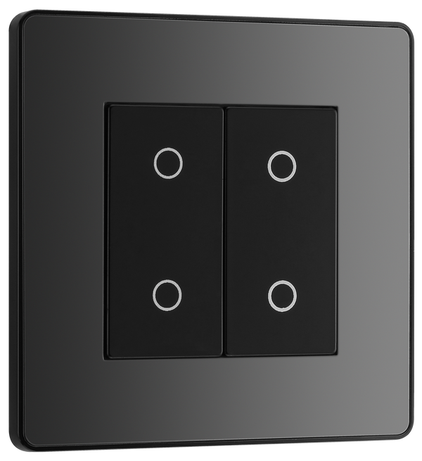 PCDBCTDM2B Front - This Evolve Black Chrome double master trailing edge touch dimmer allows you to control your light levels and set the mood.