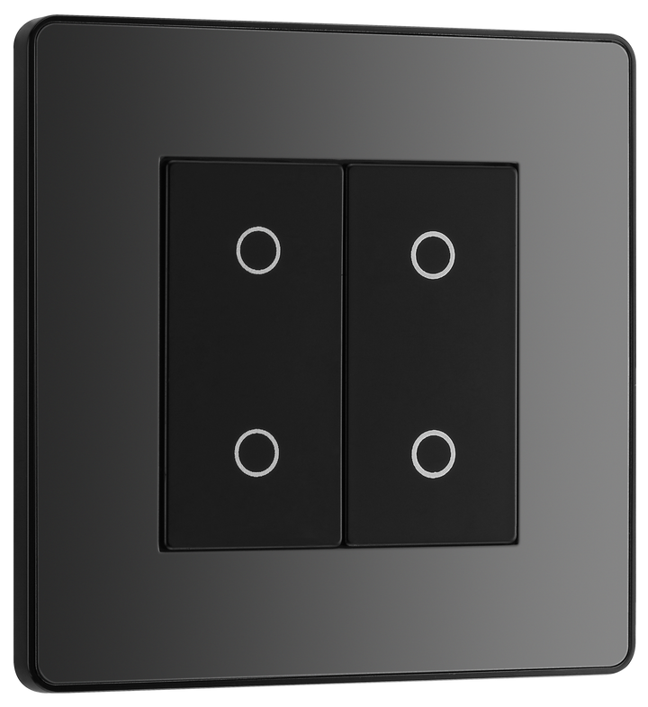 PCDBCTDM2B Front - This Evolve Black Chrome double master trailing edge touch dimmer allows you to control your light levels and set the mood.