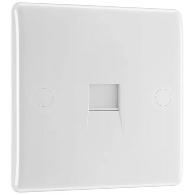 BG 8BTS/1 Moulded Round Edge | White | 1 Gang Slave Telephone Socket (Screw) by British General (BG-8BTS/1)