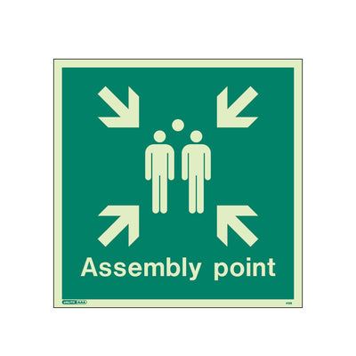 Extinguishers & Equipment: Assembly Point Sign - Fire Safety Signs From Jalite Photoluminescent, With Text by Jalite signs (SAFELINCS-JS4128Q)