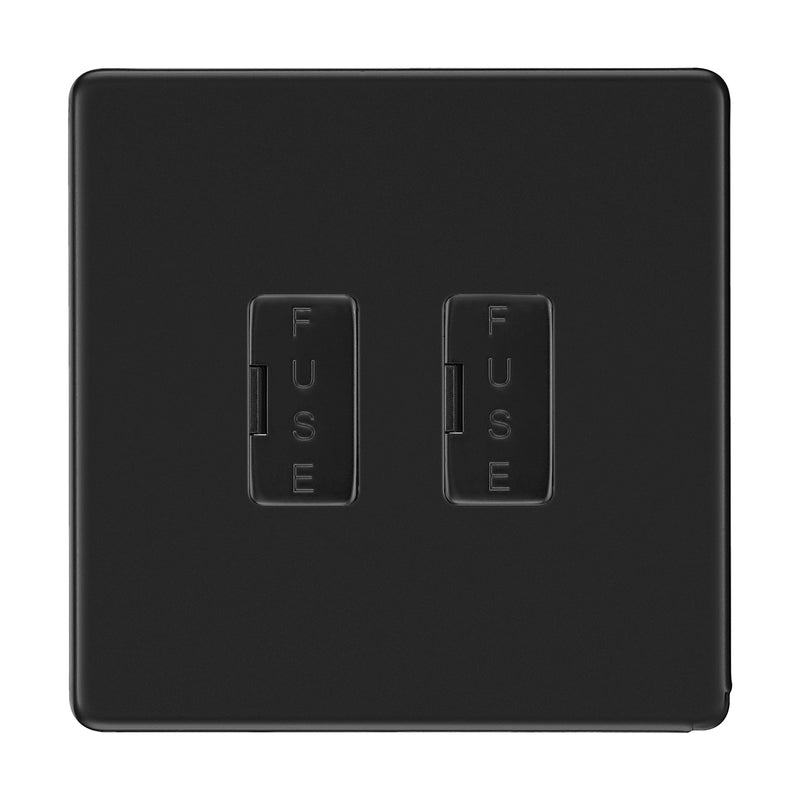 BG Screwless Matt Black 2 Gang Unswitched Fused Spur 13 Amp Connection Unit