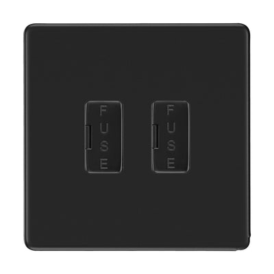 BG Screwless Matt Black 2 Gang Unswitched Fused Spur 13 Amp Connection Unit by British General (Screwles-MB-2G-UNSWITCHED-FUSED-SPUR-13A)
