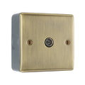 BG Nexus Antique Brass Single Co-Axial Socket with Surface Pattress Back Box