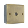 BG Nexus Antique Brass Single Co-Axial Socket with Surface Pattress Back Box by British General (BG-NAB60+MC501)