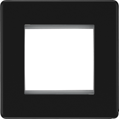 BG Nexus Matt Black Square 2 Gang Euro Module Front Plate FFBEMS2