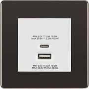 BG Screwless Black Nickel 45W USB Wall Socket Euro Module USB-A & C-White Insert by British General (BG-FBNEMS2+EMUSBAC45W)