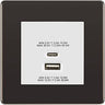BG Screwless Black Nickel 45W USB Wall Socket Euro Module USB-A & C-White Insert by British General (BG-FBNEMS2+EMUSBAC45W)