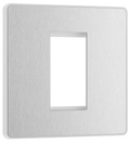 BG PCDBSEMS1W Brushed Steel Evolve 1 Euro Module Front Plate - White Insert