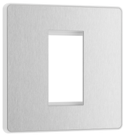 BG PCDBSEMS1W Brushed Steel Evolve 1 Euro Module Front Plate - White Insert by British General (BG-PCDBSEMS1W-Shopify-SA_1)