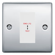 BG Nexus Metal Polished Chrome 20AX 2 Way Emergency Lighting Test Key Switch - White Insert