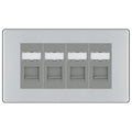 BG Screwless Polished Chrome 4 Gang RJ45 Cat6 Data Socket Outlet Grey Inserts