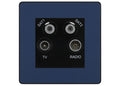 BG Evolve Matt Blue TV/FM/2x SAT Quadplex Socket – Black Insert