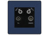 BG Evolve Matt Blue TV/FM/2x SAT Quadplex Socket – Black Insert by British General (BG-PCDDBTVFMSAT2B)