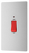 PCDBS72W Front - This Evolve Brushed Steel 45A double pole switch with indicator from British General is ideal for use with cookers and has a large mounting plate measuring 146mm high x 86mm wide. 