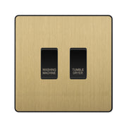 BG Evolve Satin Brass Custom Appliance Grid Switch 2 Gang Screwless by British General (BG-EVOLVE-SB-2GANG-APPLIANCE)