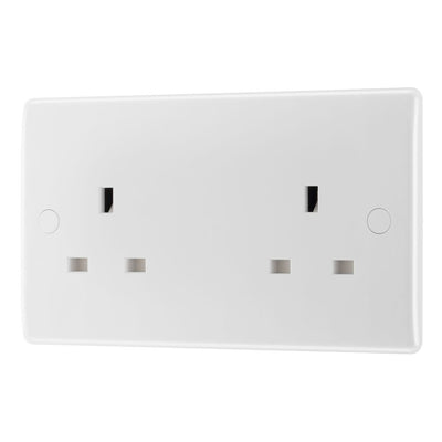 BG Nexus 13A Double Unswitched Power Socket White & 32mm Pattress Back Box