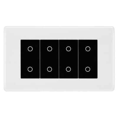 BG Nexus White Moulded Quad Secondary Touch Dimmer Switch - Black Insert by British General (BG-8EMTDS4B)