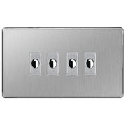 BG Nexus Screwless Brushed Steel 4 Gang Flex Outlet Socket by British General (BG-SCL-BS-4G-FLEX-OUTLET-SOCKET)