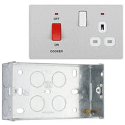 BG Evolve Brushed Steel 45A Switch 13A Switched Socket Cooker Control Unit PCDBS70W with 35mm Steel Back Box