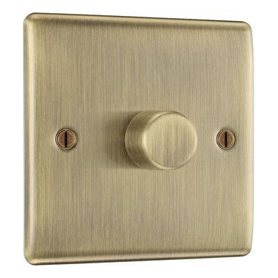 BG Nexus Antique Brass 200W 2 Way Trailing Edge Single Dimmer Switch with Surface Pattress Back Box