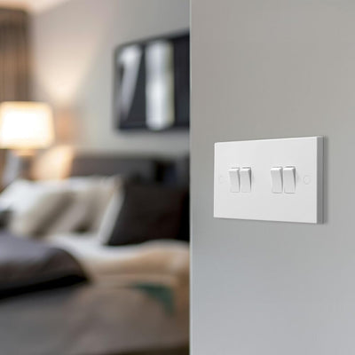 BG 944 Moulded Square Edge | White | 4 Gang 10AX 2 Way Plate Switch by British General (BG-944)