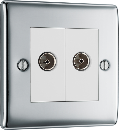 BG NPC66 Nexus Diplex Tv/fm, 2 Gang Co-axial and Satellite Polished Chrome