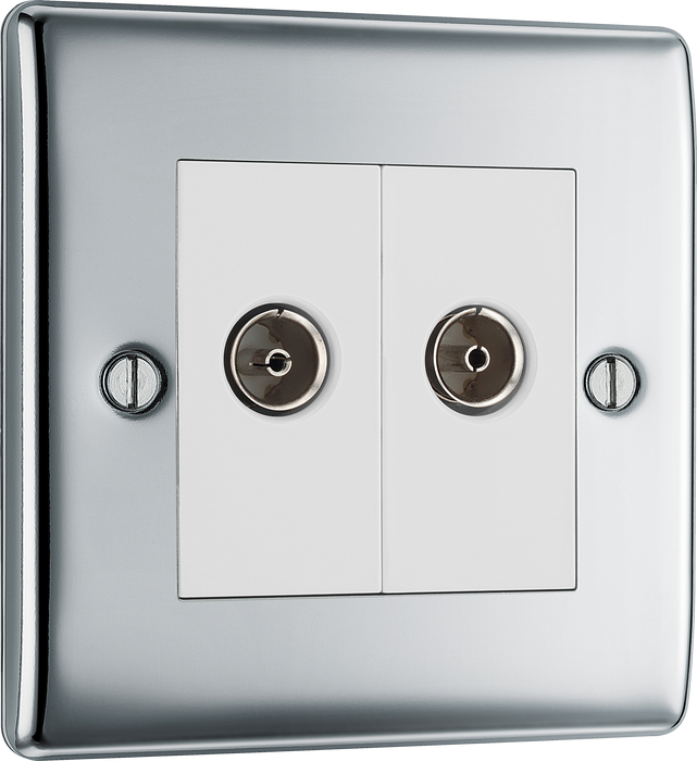 NPC66 Front - This TV/FM diplex socket from British General has 2 connection points and separates the TV and FM band signals from systems where both signals are combined on a single aerial down-lead.