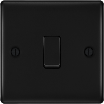 BG NFB13 Nexus Metal Matt Black 1 Gang 20A 16AX Intermediate Plate Switch