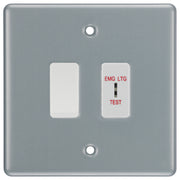 BG Metal Clad 2 Gang EMG LTG Test Key Switch with 2 Way Single Pole Switch