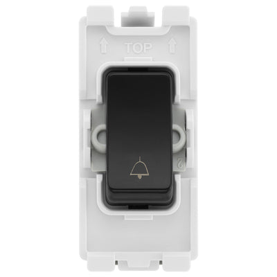 BG Evolve Black RRBELLPCDB 20 Amp Double Pole Appliance Grid Switch Labelled Bell Symbol