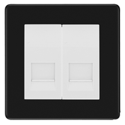 BG Screwless Matt Black Double Secondary Telephone Socket, Screw Terminal - White Insert by British General (BG-FFBEMS2+EMBTSSW)