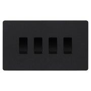 BG Evolve Matt Black 4 Gang 2 Way Light Switch PCDMB44B by British General (BG-Evolve-MB-4G-CUSTOM-LIGHT-SWITCH)