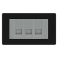 BG Screwless Matt Black 3 Gang Master Telephone Socket - Grey Insert