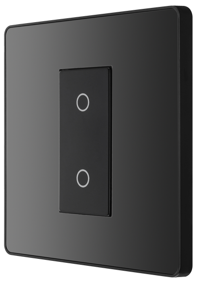 BG PCDBCTDS1B Black Chrome Evolve 1 Gang 200W Trailing Edge Secondary Touch Dimmer - Black Insert by British General (BG-PCDBCTDS1B)