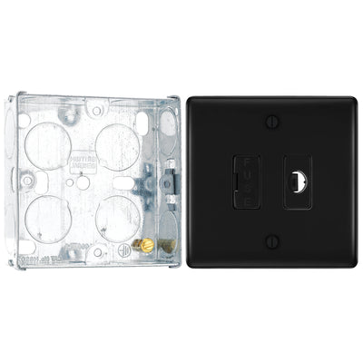 BG Nexus Metal Matt Black 13A Unswitched Spur + Cable Outlet NFB55 with 25mm Steel Back Box by British General (BG-NFB55+HGS02)