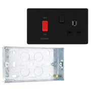 BG Screwless Matt Black 45A Cooker Control Unit FFB70B with 25mm Steel Back Box