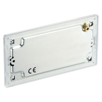 BG Screwless Polished Chrome Double Blanking Plate FPC95 with 25mm Steel Back Box