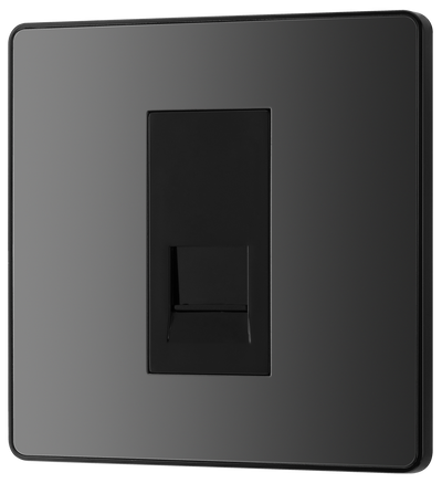 BG PCDBCBTM1B Black Chrome Evolve 1 Gang Master Telephone Outlet - Black Insert