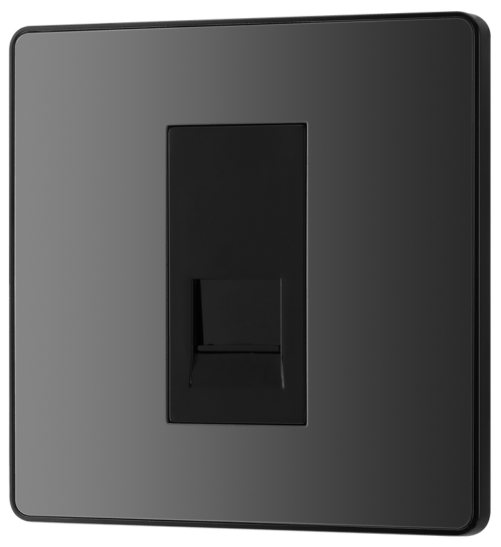 PCDBCBTM1B Front - This Evolve Black Chrome master telephone socket from British General uses a screw terminal connection, and should be used where your telephone line enters your property.