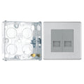 BG Screwless Brushed Steel Double Master Telephone Socket FBSBTM2 with 25mm Steel Back Box