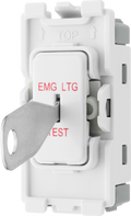 BG RPCDW12EL Evolve Grid White 20A 20AX 2 Way 1 Pole EMG LTG TEST Secret Key Switch Module