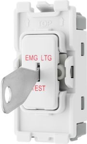 BG RPCDW12EL Evolve Grid White 20A 20AX 2 Way 1 Pole EMG LTG TEST Secret Key Switch Module by British General (BG-RPCDW12EL-Shopify-SA_1)