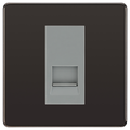 BG Screwless Black Nickel Single Master Telephone Socket, Screw Terminal - Grey Insert