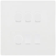 BG Evolve Pearlescent White 6 Gang Switch 4x Trailing Edge LED Dimmer 2x Intermediate Custom Grid by British General (BG-Evolve-CL-6G-CUSTOM-4x-Dimmer-2x-INT)