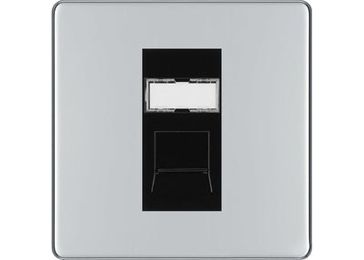 BG Screwless Polished Chrome Single 1 Gang RJ45 Data Socket FPCRJ451B Black Insert by British General (BG-FPCRJ451B)